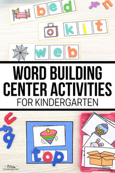 the word building center activities for children to practice letter recognition and spelling with their own hands