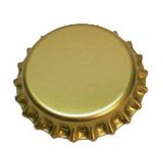 an empty gold bottle cap on a white background