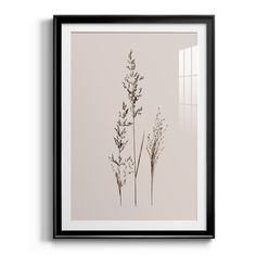 an image of some plants in a frame on the wall with a window behind it