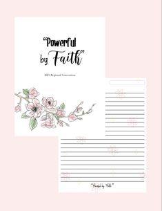 a postcard with flowers and the words powerful by faith