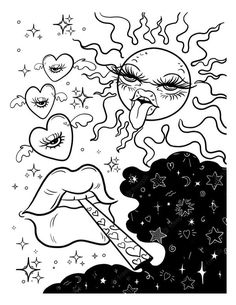 an image of a woman blowing out the wind with stars and hearts in her hair