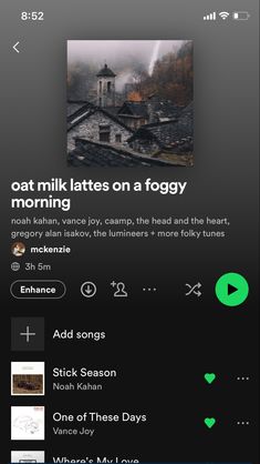 an iphone screen with the text'oat milk hates on a foggy morning '