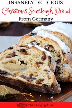 All about sourdough stollen - German Christmas bread. It's a very delicious Xmas dessert that is very popular all over Europe and now here in the United States, too. Take a look! German Sweet Bread, Unique Sourdough Bread Recipes, German Sourdough Bread, Sourdough Stollen Recipe, Christmas Sourdough Bread Recipes, Christmas Yeast Bread Recipes, Sourdough Bread Christmas Gift, Sourdough Christmas Desserts