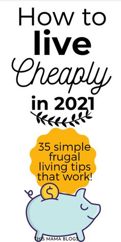 a pig with the words how to live cheaply in 2021 and 5 simple frugal living tips that work