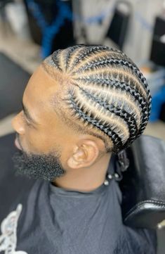 Men’s Braids Straight Hair, Men Braids Hairstyles Cornrows, Design Cornrows Braids, Mens 6 Cornrows, Star Cornrows Braids Men, Fade Braids, Cornrow Ideas