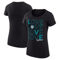 Celebrate your unwavering Miami Dolphins fandom with the Women's G-III 4Her by Carl Banks Black Miami Dolphins Love Graphic Fitted T-Shirt. This stylish tee features vibrant screen print graphics that proudly display your love for the Miami Dolphins. Made from a comfortable cotton and polyester blend, it's perfect for game day or any day you want to show your support for the team. Basketball Love, Team V, Women's Hockey, Love Graphic, Colorado Avalanche, Team T Shirts, Womens Basketball, New York Jets, Chicago Bears