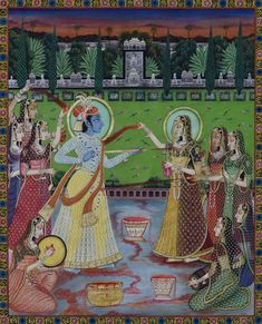 Radha Krishna Playing Holi Sharad Purnima, Strategy Logo, Campaign Strategy, Krishna Holi, Festival Of Colours, Radha Krishna Holi, Holi Festival Of Colours, Rajasthani Art, Pichwai Painting