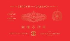 the hotel crov d'el casino gran via logo and other emblems on red paper