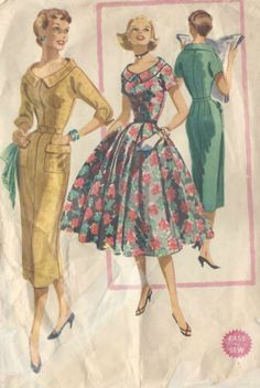 two women in dresses are standing next to each other on a piece of white paper