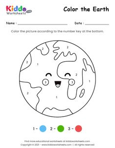 the color the earth worksheet for kids to learn numbers and colors with this printable