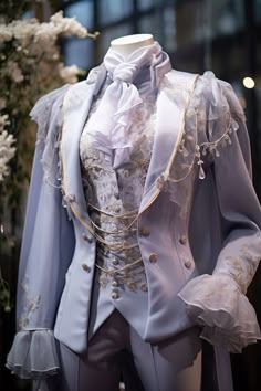 Victorian Prom Suit, Aesthetic Wedding Suit, Fairytale Wedding Suit, Fancy Wedding Suit, Lavender Wedding Suit, Fantasy Wedding Suit, Suit Design Drawing, Male Royalty Outfit, Cottagecore Suit