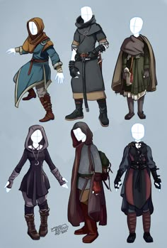 several different types of clothes and hats for the characters in the video game dragon age