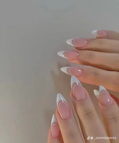 Medium Length Almond Nails Acrylic, Almond Nails White, Almond Nails Trendy, Nails June, Plain Nails, Romantic Nails, Girly Acrylic Nails, Almond Nails Designs