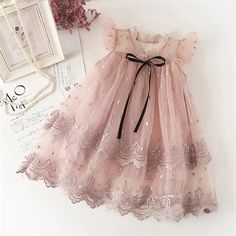 Color Blush Elegant Flower Girl Dress, Baby Princess Dress, Dresses Fancy, Princess Dress Kids, Summer Dress Patterns, Girls Lace Dress, Printed Casual Dresses, Girls Casual Dresses