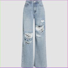 Tiktok Makeup Transformation Ripped Straight Leg Jeans, Live House, Denim Patterns, Easy Trendy Outfits, Y2k Outfits, Clothing Details, Trendy Clothes For Women, Solid Clothes, Denim Design