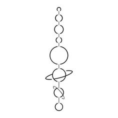 a line drawing of a ball and chain hanging from the ceiling with two circles on each end