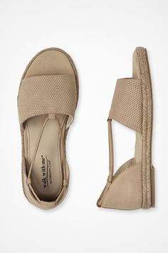 Sophisticated slip-ons with continental style – ready to be your go-to all summer long. Perforated leather uppers have bungee cord detailing for comfort and a secure fit. | Women's "Seville" Leather Espadrilles by Walk With Me - Latte - 8.5 Summer Shoes Sandals, Women's Slip Ons, Espadrilles Style, Anna Dello Russo, Mantel Decor, Bungee Cord, Leather Espadrilles, Fireplace Mantel, Perforated Leather