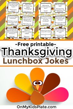 free printable thanksgiving lunchbox jokes for kids to help them learn how to make their own turkeys