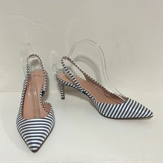 Colette Strappy Slingback D'orsay Pumps In Stripe. Size 8.5. Blue And White Stripe. New Without Tags. Includes Dust Bag. Chic Blue Kitten Heels For Spring, Chic Blue Kitten Heels, Chic Blue Kitten Heels For Formal Occasions, Chic Blue Slingback Pumps, Elegant Heels For Summer Shopping, Chic Summer Slingback Pumps For Shopping, Chic White Slingback Pumps For Evening, Chic High Heel Slingback Pumps, Shoes Women Heels