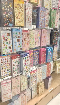 there are many cards on display in the store