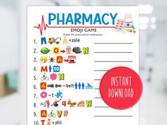 a sign that says pharmacy emoi game instant downloaded