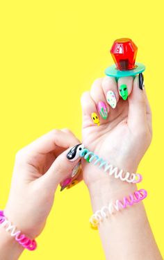 90s Nails Acrylic, 90s Inspired Photoshoot, Nails Editorial, Jubilation Lee, Kid Painting, 90s Nails, Back To University, Painting Nails, Candy Balloons