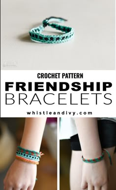 two pictures with the words crochet pattern for bracelets