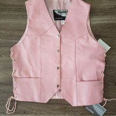 Woman's Pink 100% Leather Vest With Laced Up Sides. Size M Pink Vest, Pink Cowgirl, Pony Club, Leather Vest, Diy For Girls, Pink Leather, Powerful Women, A New Day, Character Design Inspiration