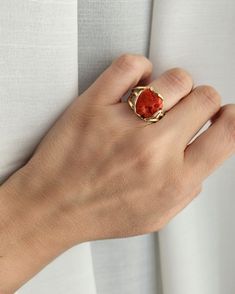 Wonderful ring handmade from Gold plated 925 Sterling Silver and Red Coral stone. Adjustable. * SHIPPING * Your order will be shipped within 1-3 business days from your purchase. You can choose between 2 shipping methods: STANDARD SHIPPING (without tracking) or REGISTERED MAIL (with tracking). Each chapeau atelier jewel is shipped in a gift box. Thank you for your visit. Red Coral Rings For Men, Gold Round Red Coral Jewelry, Red Coral Ring Design Women, Red Coral Stone, Red Coral Ring, Artisan Hand-strung Red Coral Jewelry, Coral Stone, Jewelry Photography, Red Coral