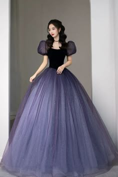 Purple Tulle Sequin Long Princess Dress Evening Gown Dark Purple Gown, डिजाइनर कपड़े, Purple Evening Dress, Purple Tulle, Princess Prom Dresses, A Line Evening Dress, Purple Prom Dress, Formal Party Dress, Popular Dresses