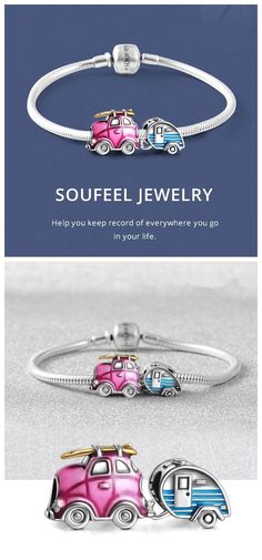 Soufeel Travel Car and Trailer Set Charms Bracelet. Record and accompany you every where you go in your life. Camper Art, Travel Car, Money Book, Photo Charms, Customized Jewelry, Charms Bracelet, Inexpensive Gift, Jewelry Unique, Pandora Bracelets