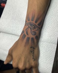 a hand with an eye tattoo on it