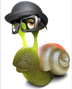 a snail wearing a hat and goggles