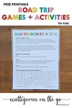 a printable road trip game and activities for kids