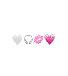 three different types of headphones with hearts and lips on the front one is pink, the other is white