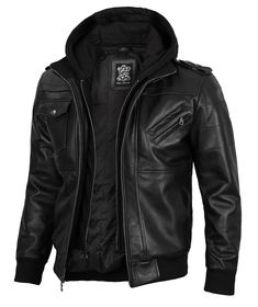 PRICES MAY VARY. Premium leather craftsmanship: Our mens black leather jacket made from 100% lambskin leather, this mens leather jacket offers a soft, luxurious feel and a rich, natural texture for a timeless look. A perfect choice for those seeking a high-quality leather jacket. Sizing Tip: This is a regular fit jacket and may run small. If you're between sizes or planning to layer, we recommend going one size up. Please refer to the size chart to ensure the best fit and reduce the chance of returns. Removable Hood and Wind Resistance: This black leather jacket for men features a detachable hood, allowing you to switch between a soft stand collar and a hooded style. Its wind-resistant design provides protection in various weather conditions. Comfort-Focused Features: Zipper closure, ribbe Cool Mens Jackets, Mens Goth Style, Half Leather Jacket, Biker Leather Jacket Men, Mens Leather Jacket Black, Male Leather Jacket, Mens Biker Style, Leather Jackets Men, Leather Jacket Hoodie