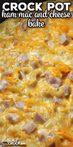 the crock pot ham mac and cheese bake is ready to be cooked in the oven