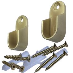 brass plated metal screws and nails with holes