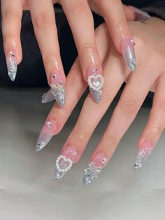 Multicolor  Collar    Color Nails Embellished   Nail,Hand & Foot Care Nagel Tips, Korean Nails, Pretty Gel Nails, Really Cute Nails, Kawaii Nails, Stick On Nails, Artificial Nails, Nail Accessories, Cute Acrylic Nails