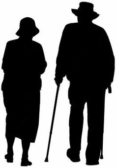 two people standing next to each other, one holding a cane and the other wearing a hat