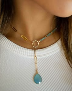 Mikki Aqua Chalcedony * Gold Vermeil or Sterling Silver * BJN050 – ByCila, Inc Top Jewelry Trends 2023, Jewelry Making Inspiration, Beaded Jewelry Designs Ideas, Handmade Jewelry Ideas Necklace, Work Necklaces, Gold Lariat Necklace, Handmade Jewelry Necklaces, Trending Jewelry, Trending Necklaces