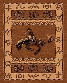 a rug with an image of a cowboy on a horse