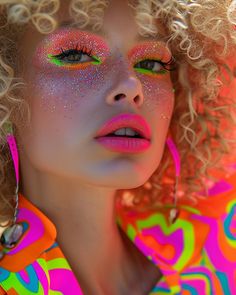 C A R N I V A L G L A M Hi Glitter Queens. It s time to shine! -> These images are designed with help of AI #creative_by_sabina #aiart #aifashion #aiartcommunity #fashion #fashionweek #futureoffashion #fashiontech #runway #fashionmakeup #glittermakeup #glammakeup #makeupinspiration #makeuptutorial #fashioninspiration #aifashionweek23 #aifashionshow #fashionphoto #fashionaccesoires #fashionjewelry #glitterjewelry #neonmakeup Rave Makeup Glitter, Neon Makeup Looks, Nyfw Makeup, Glam Rock Makeup, Makeup Neon, Disney Eye Makeup, Neon Photoshoot, Rock Makeup, Bright Colored Outfits