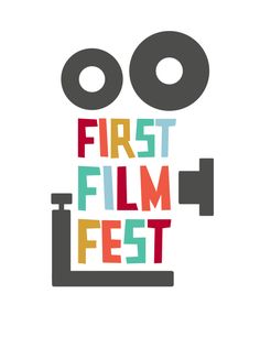 the first film festival logo is shown in multicolored letters and an image of a camera