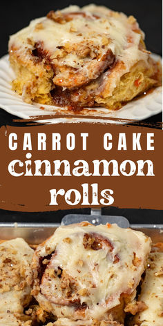 collage of carrot cake cinnamon rolls with cream cheese frosting Carrot Cake Cinnamon Rolls Matty Matheson, Gourmet Cinnamon Rolls Recipes, Carrot Cake Dessert Ideas, Fun Cinnamon Rolls, Flavor Cinnamon Rolls, Cinnamon Rolls Different Flavors, Banana Pudding Cinnamon Rolls, Flavored Cinnamon Rolls Homemade, Flavored Cinnamon Roll Recipes