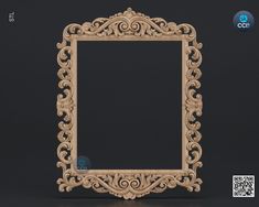 an ornate wooden frame on a black background