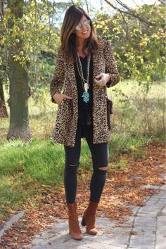 Foto do blog Mytenida Look Hippie Chic, Looks Jeans, Print Coat, Casual Fall Outfits