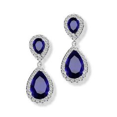 Beaded Teardrop Earrings, Blue Sapphire Earrings, Glam Earrings, White Gold Hoops, Crystal Bridal Earrings, Bridal Accessories Jewelry, Wedding Earrings Drop, Gem Earrings, Fine Silver Jewelry