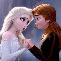 an image of two frozen princesses talking to each other