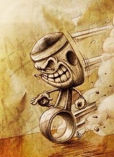 Piston Tattoo, Hot Rod Tattoo, Engine Tattoo, Motor Tattoo, Mechanic Tattoo, Bike Tattoos, Biker Tattoos, Skull Art Drawing, Apartment Decoration